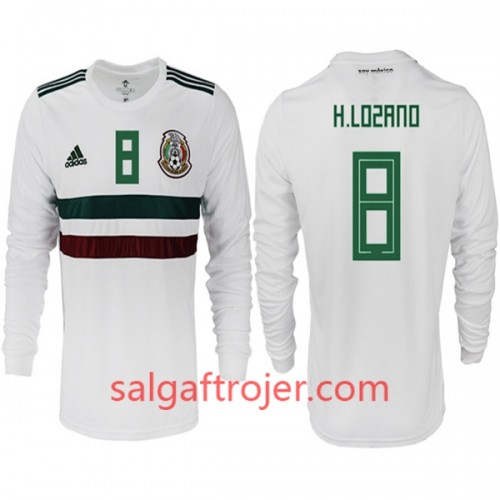 Mexiko Fodboldtrøjer H. LOZANO 8 Udebanesæt VM 2018 Langærmet Mexiko Fodboldtrøjer H. LOZANO 8 Udebanesæt VM 2018 Langærmet